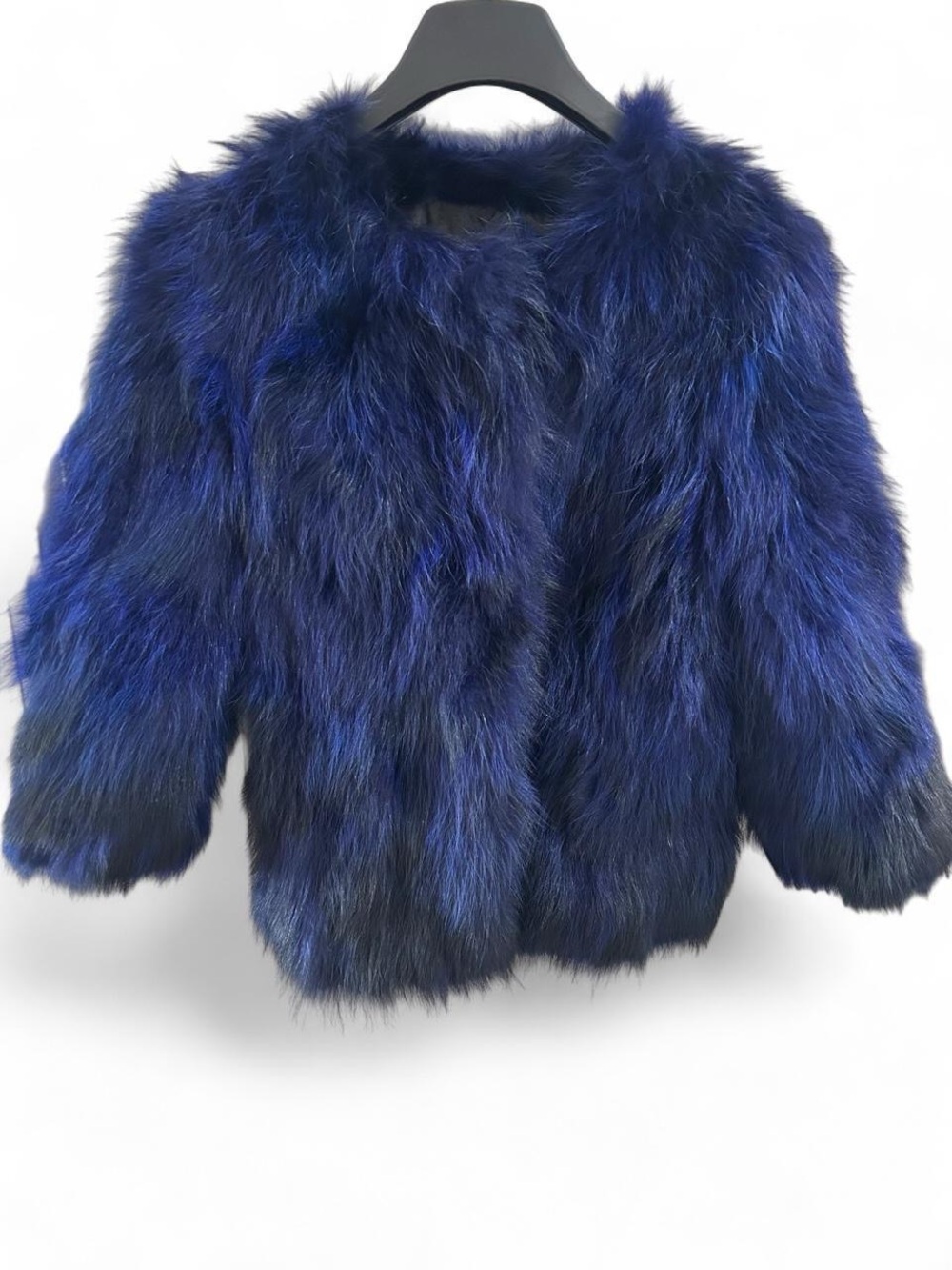 Cobalt Blue Genuine Fox Fur Jacket Mereon Small